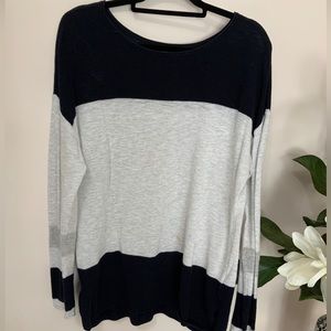 Vince Cotton Black/Gray Color Block Lightweight Long Sleeve Sweater Top - SZ XL